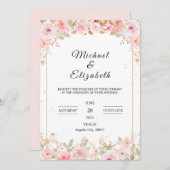 Enchanted Blooms Wedding Invitation Kaart (Voorkant / Achterkant)