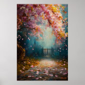 Enchanted Blossom Path - Mystiek Bloemenlandschap Poster (Voorkant)