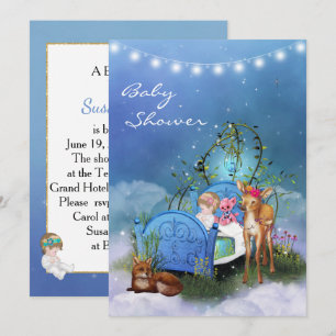 Enchanted Blue Baby shower Invitation Kaart