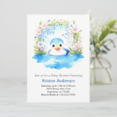 Enchanted Blue Duckling Boy Baby shower Kaart (Staand voorkant)