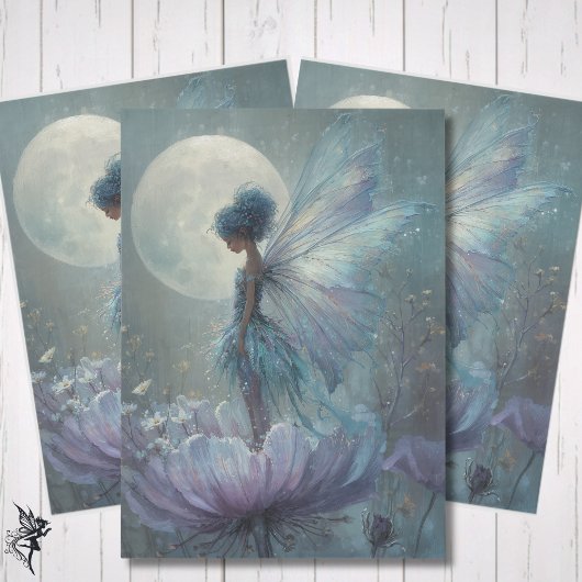 Enchanted Blue Fairy Watercolor Fantasy Decoupage Tissuepapier
