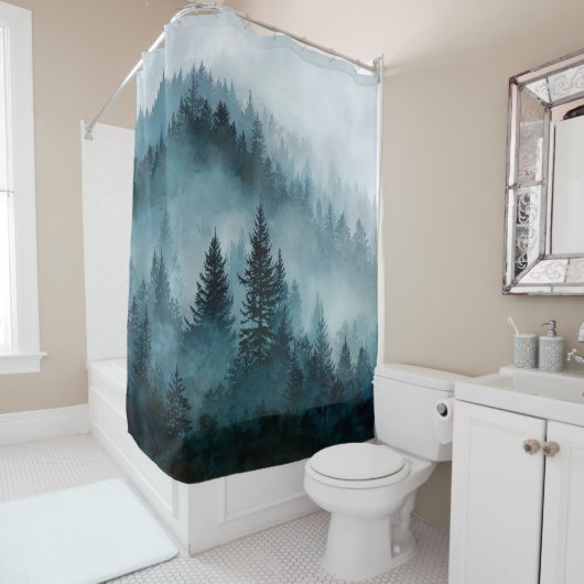 Enchanted Blue Forest Escape Shower Curtain Douchegordijn (In situ)