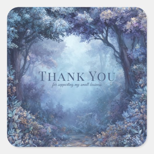 Enchanted Blue Forest Magical Woodland Vierkante Sticker (Voorkant)
