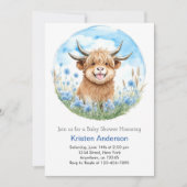 Enchanted Blue Highland Koe Boy Baby shower Kaart (Voorkant)