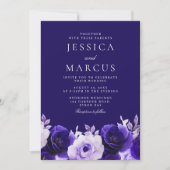 Enchanted Blue: Midnight Navy Blue Rozen Wedding Kaart (Voorkant)