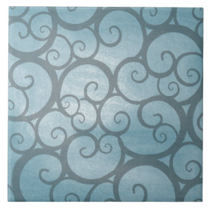 Enchanted Blue Wavy Swirl Pattern Tegeltje