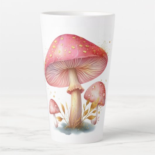 Enchanted Blush Pink Mushroom Delight Latte Mok (Voorkant)