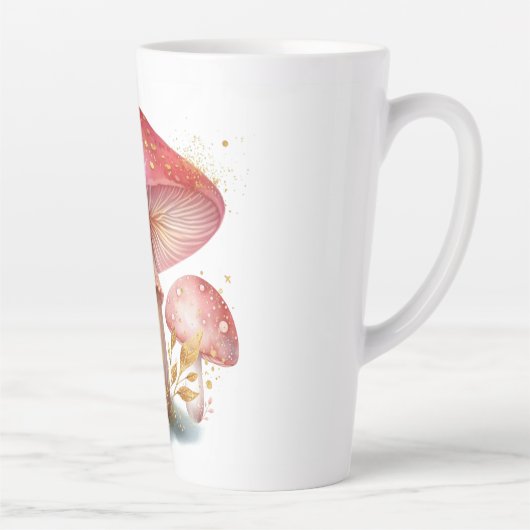 Enchanted Blush Pink Mushroom Delight Latte Mok (Rechts)