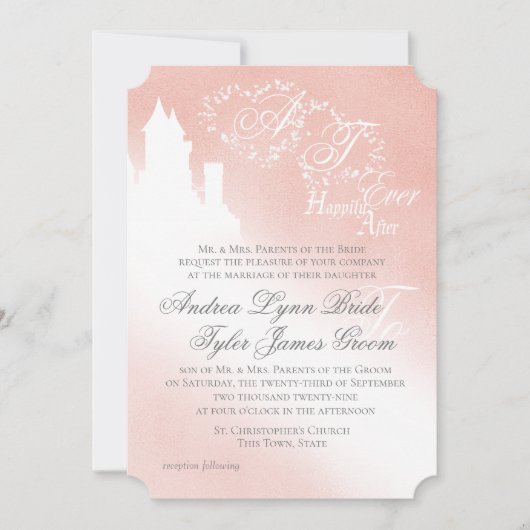 Enchanted Blush Pink Story Boek Huwelijksuitnodigi Kaart (Voorkant)