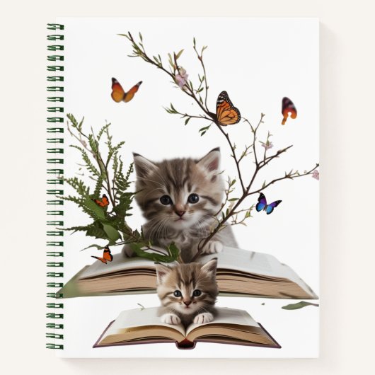 Enchanted Bookish Kitten Spiral Notebook Notitieboek (Voorkant)