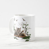 Enchanted Bookworm Kitten Coffee Mug  Koffiemok (Voorkant links)