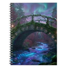Enchanted bridge to mystical forest Northern Light Notitieboek