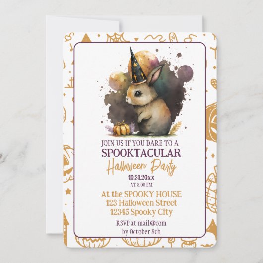 Enchanted Bunny Spooktacular Halloween Party Uitno Kaart (Voorkant)