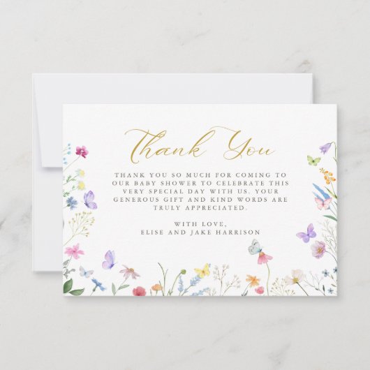 Enchanted Butterflies Bloemen Boeken voor Baby Bedankkaart (Voorkant)