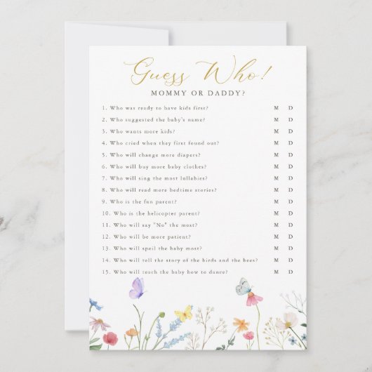 Enchanted Butterflies Floral Guess Wie Kaart (Voorkant)