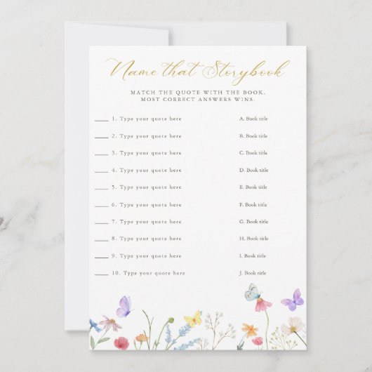 Enchanted Butterflies Floral Naam dat Verhalenboek Kaart (Voorkant)