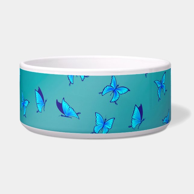 Enchanted Butterflies Green Ceramic Pet Bowl Voerbakje (Voorkant)