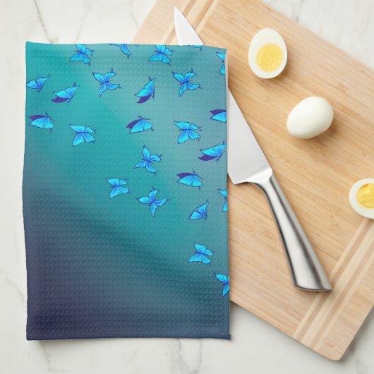 Enchanted Butterflies Green Tea Towel Theedoek (Quarter Fold)