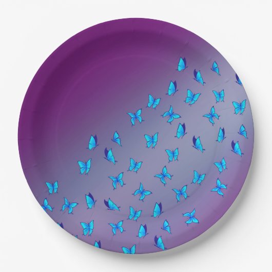 Enchanted Butterflies paarse papieren Bord (Voorkant)