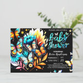 Enchanted Butterfly Digital Boy Baby shower Kaart (Staand voorkant)