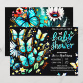 Enchanted Butterfly Editable Boy-Baby shower Kaart (Voorkant / Achterkant)