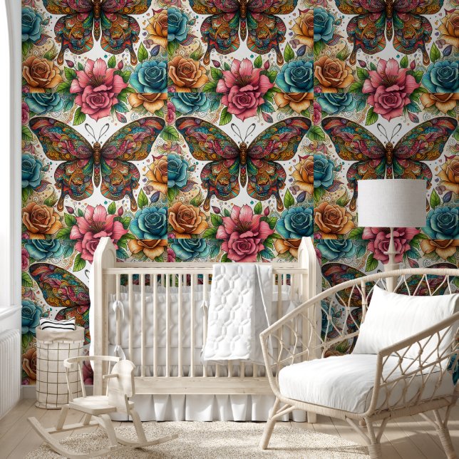Enchanted Butterfly & Floral Bliss Behang (Kinderen)