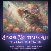 Enchanted Butterfly Garden and Cat Decoupage Tissuepapier
