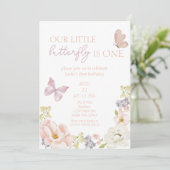 Enchanted Butterfly Garden Eerste Verjaardag Kaart (Staand voorkant)