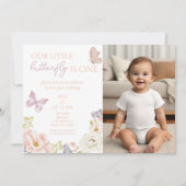 Enchanted Butterfly Garden eerste verjaardagsfoto Kaart (Voorkant)