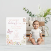 Enchanted Butterfly Garden eerste verjaardagsfoto Kaart (Staand voorkant)