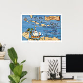 Enchanted Caribbean Map 20x30 Print (Thuiskantoor)