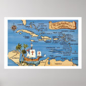 Enchanted Caribbean Map 20x30 Print (Voorkant)