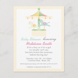 Enchanted Carrousel Neutraal Baby shower Invitatio Kaart