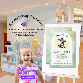 Enchanted Cartoon Zebra Baby shower Informatiekaartje