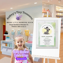 Enchanted Cartoon Zebra Baby shower Invitation Kaart