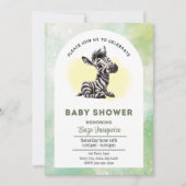 Enchanted Cartoon Zebra Baby shower Invitation Kaart (Voorkant)