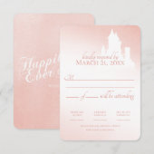 Enchanted Castle Blush Pink Fairy Tale Reactie RSVP Kaartje (Voorkant / Achterkant)