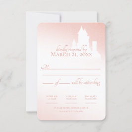 Enchanted Castle Blush Pink Fairy Tale Reactie RSVP Kaartje