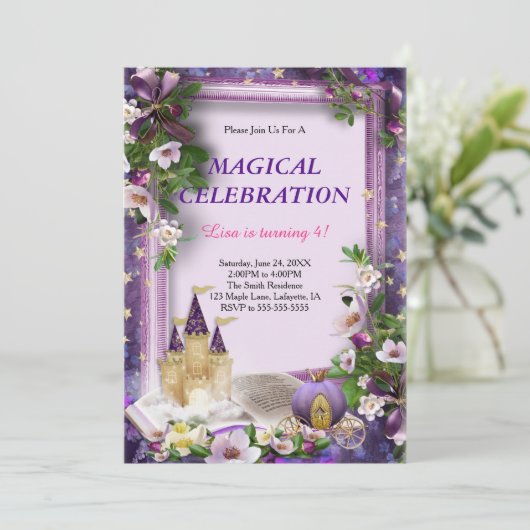 Enchanted Castle Princess Verjaardagsfeest Kaart (Staand voorkant)