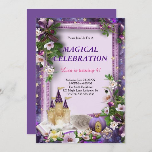 Enchanted Castle Princess Verjaardagsfeest Kaart (Voorkant / Achterkant)