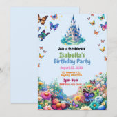 Enchanted Castle verjaardagsfeestuitnodiging Feestdagenkaart (Voorkant / Achterkant)