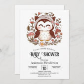 Enchanted Charming Owl Baby shower Kaart (Voorkant / Achterkant)