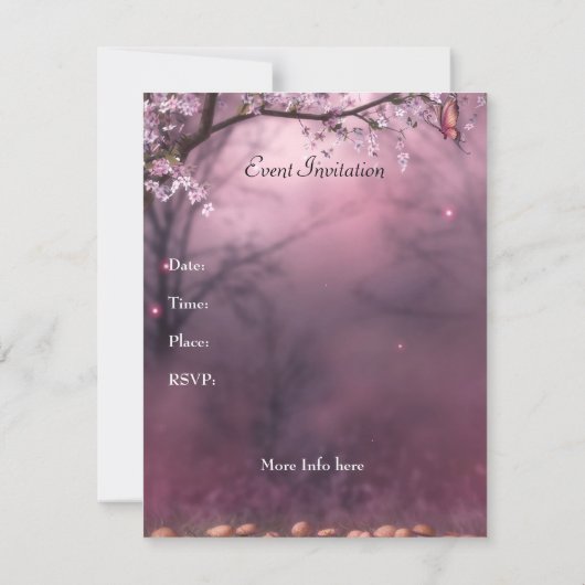 Enchanted Cherry Blossom Garden Butterfly Event Kaart (Achterkant)