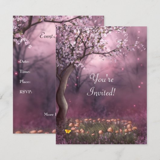 Enchanted Cherry Blossom Garden Event Invite Kaart (Voorkant / Achterkant)