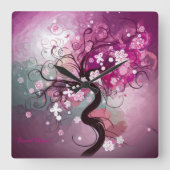 Enchanted Cherry Dance Vierkante Klok (Voorkant)