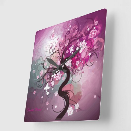 Enchanted Cherry Dance Vierkante Klok (Hoek)