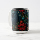 Enchanted Christmas Raven Mug – 15oz Winter Gothic Tweekleurige Koffiemok (Voorkant links)