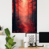 Enchanted Crimson Forest beroemd gemaakt door Mono Poster (Thuiskantoor)