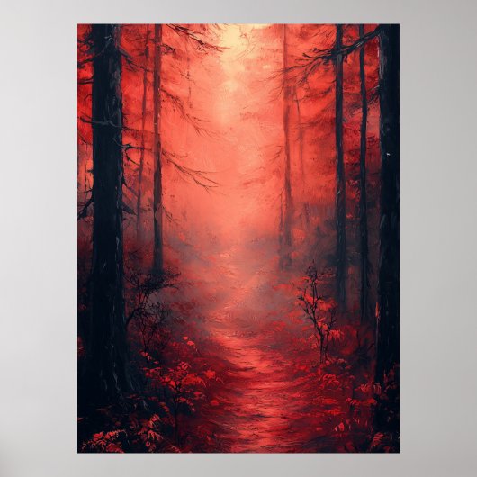 Enchanted Crimson Forest beroemd gemaakt door Mono Poster (Voorkant)