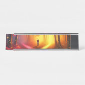 Enchanted Crossroads – Vibrant Autumn Forest Art P Bureau Naambordje (Voorkant)